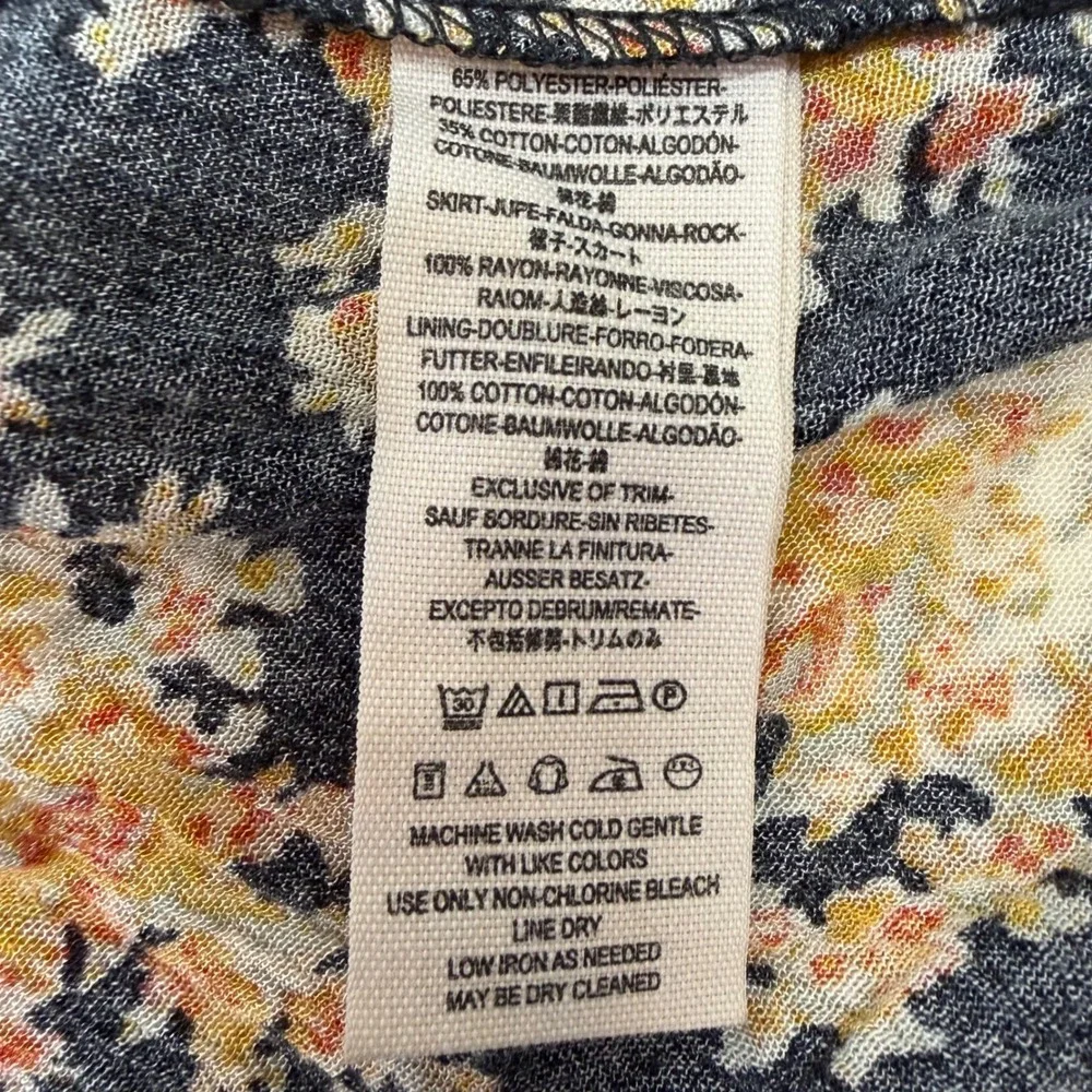 Free People Lonesome Dove High Low Floral Lace Black Yellow Boho Dress Size 0 - Picture 6 of 8